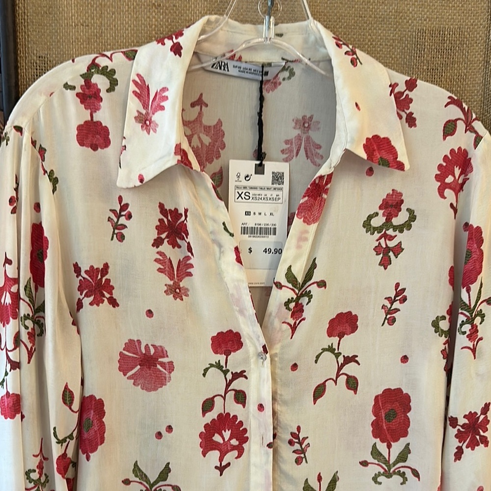 Zara Floral Pink and Green Shirt